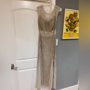 Aidan Mattox Champagne Beaded Evening Dress